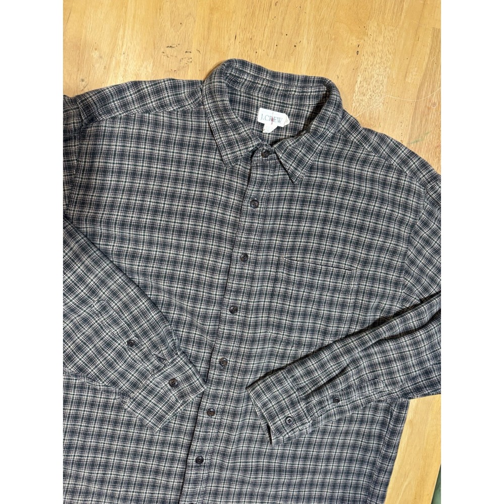 Vintage J.Crew Oarsman Houndstooth Check Shirt Mens XLT Tall Button Up